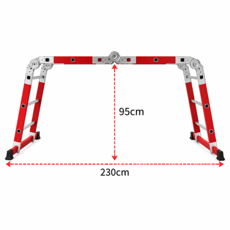 Échelle multiposition en position horizontale longueur 2,30 m Échelle multiposition en position horizontale longueur 2,30 m