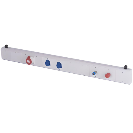 Canal énergétique équipé - 2 prises Schuko avec couvercle + 1 raccord d'air comprimé + 1 prise CEE 16A + 1 interrupteur d'arrêt d'urgence Canal énergétique équipé - 2 prises Schuko avec couvercle + 1 raccord d'air comprimé + 1 prise CEE 16A + 1 interrupteur d'arrêt d'urgence