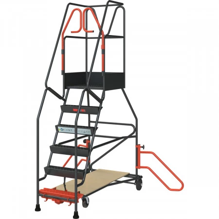 Plate-forme ergonomique de rayonnage PIRL, Fimm, 6 marches, hauteur de travail maximale de 3,4 m. Plate-forme ergonomique de rayonnage PIRL, Fimm, 6 marches, hauteur de travail maximale de 3,4 m.