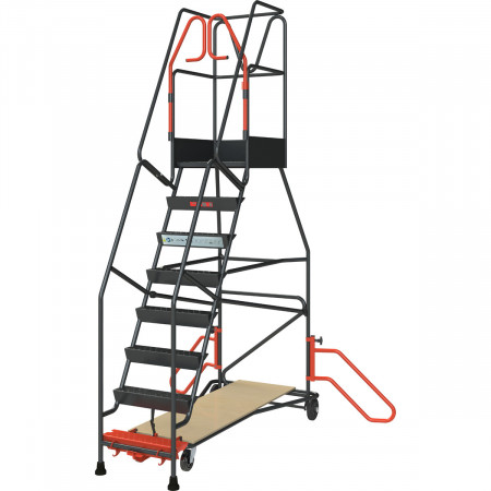 Plateforme de travail stable et sécurisée, 8 marches, hauteur de travail maximale de 3,85 m. Plateforme de travail stable et sécurisée, 8 marches, hauteur de travail maximale de 3,85 m.