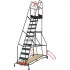 Escabeau mobile pour accéder à des rayonnages en toute sécurité, 12 marches, hauteur de travail maximale de 4,77 m. Escabeau mobile pour accéder à des rayonnages en toute sécurité, 12 marches, hauteur de travail maximale de 4,77 m.