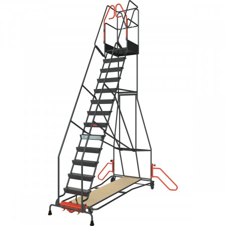 Plateforme de travail avec une capacité de charge maximale de 150 kg, conforme aux normes, 14 marches. Plateforme de travail avec une capacité de charge maximale de 150 kg, conforme aux normes, 14 marches.