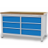 Etabli à structure monobloc T750 R24-24 - plateau bois multiplis 40 mm - 2 coffres 3 tiroirs - 1500 x 750 x 859/959 mm - RAL 5012 + 7035 Etabli à structure monobloc T750 R24-24 - plateau bois multiplis 40 mm - 2 coffres 3 tiroirs - 1500 x 750 x 859/959 mm - RAL 5012 + 7035