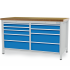Etabli à structure monobloc R24-24 - plateau bois multiplis 40 mm - coffres 5 + 4 tiroirs (small) - 1500 x 750 x 859/959 mm - RAL 5012 + 7035 Etabli à structure monobloc R24-24 - plateau bois multiplis 40 mm - coffres 5 + 4 tiroirs (small) - 1500 x 750 x 859/959 mm - RAL 5012 + 7035