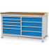 Etabli à structure monobloc R24-24 - plateau bois multiplis 40 mm - coffres 5 + 4 tiroirs (high) - 1500 x 750 x 859 mm - RAL 5012 + 7035 Etabli à structure monobloc R24-24 - plateau bois multiplis 40 mm - coffres 5 + 4 tiroirs (high) - 1500 x 750 x 859 mm - RAL 5012 + 7035