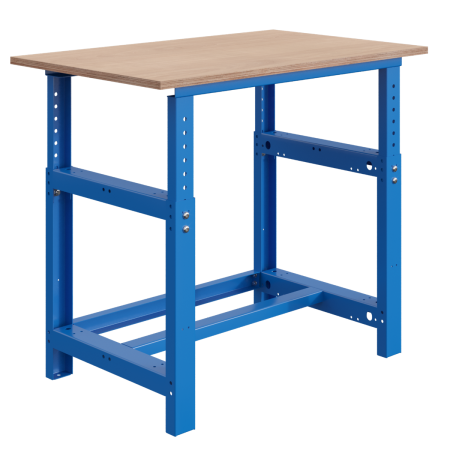 Etabli SI plateau bois multiplis 40 mm réglable mécaniquement et ossature Bleu RAL 5015