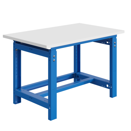 Etabli SI plateau stratifié RESITOP 30 mm réglable mécaniquement et ossature Bleu RAL 5015 Etabli SI plateau stratifié RESITOP 30 mm réglable mécaniquement et ossature Bleu RAL 5015