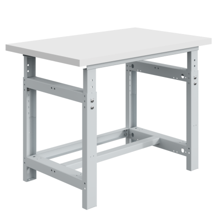 Etabli SI plateau stratifié RESITOP 40 mm réglable mécaniquement et ossature Gris Clair RAL 7035 Etabli SI plateau stratifié RESITOP 40 mm réglable mécaniquement et ossature Gris Clair RAL 7035