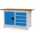 Etabli à structure monobloc R18-24 - plateau bois multiplis 40 mm - 1 coffre porte + 4 tiroirs - 1500 x 750 x 859/959 mm - RAL 5012 + 7035 Etabli à structure monobloc R18-24 - plateau bois multiplis 40 mm - 1 coffre porte + 4 tiroirs - 1500 x 750 x 859/959 mm - RAL 5012 + 7035