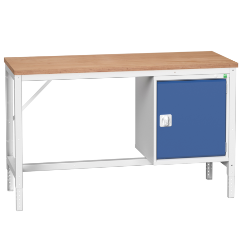 Etabli VERSO à hauteur réglable avec coffre et plateau bois