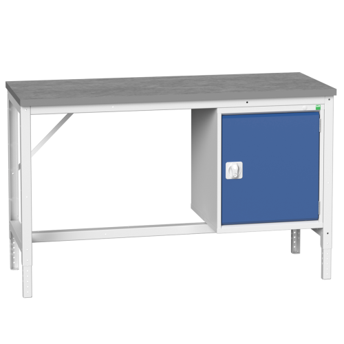 Etabli VERSO à hauteur réglable avec coffre et plateau lino