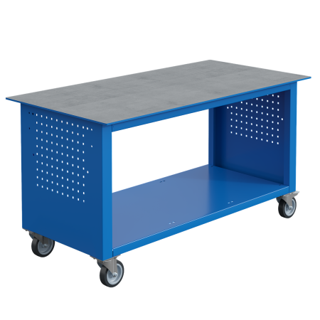 Etabli mobile SIT Soudure - A plancher - Plateau acier 8 mm - Lxpxh 1500x750x802 mm - Ossature Bleu Industrie RAL 5015