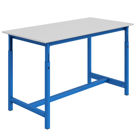 Etabli PTH plateau stratifié RESITOP 30 mm réglable mécaniquement et ossature Bleu RAL 5015 Etabli PTH plateau stratifié RESITOP 30 mm réglable mécaniquement et ossature Bleu RAL 5015