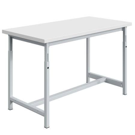 Etabli PTH plateau stratifié RESITOP 40 mm réglable mécaniquement et ossature Gris Clair RAL 7035 Etabli PTH plateau stratifié RESITOP 40 mm réglable mécaniquement et ossature Gris Clair RAL 7035