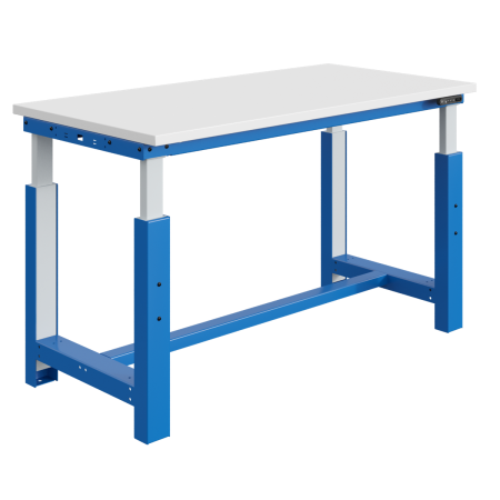 Etabli SI plateau mélaminé 38 mm réglable électriquement et ossature Bleu RAL 5015
