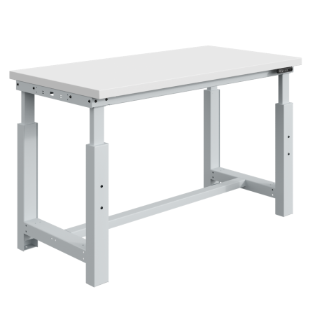 Etabli SI plateau mélaminé 28 mm réglable électriquement et ossature Gris Clair RAL 7035 Etabli SI plateau mélaminé 28 mm réglable électriquement et ossature Gris Clair RAL 7035