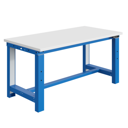 Etabli SI plateau stratifié RESITOP 40 mm réglable électriquement et ossature Bleu RAL 5015