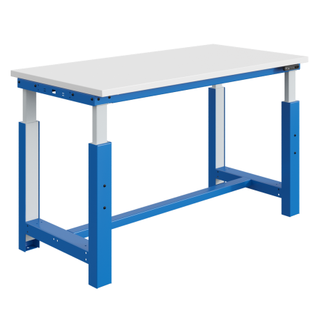 Etabli SI plateau stratifié RESITOP 30 mm réglable électriquement et ossature Bleu RAL 5015 Etabli SI plateau stratifié RESITOP 30 mm réglable électriquement et ossature Bleu RAL 5015