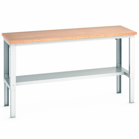 41003217.16 - Etabli CUBIO ossature à hauteur réglable plateau multipli 40 mm - 2000 x 750 mm - avec demi-tablette 41003217.16 - Etabli CUBIO ossature à hauteur réglable plateau multipli 40 mm - 2000 x 750 mm - avec demi-tablette