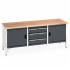 41002055.19 - Etabli CUBIO monobloc plateau multiplis 40 mm - 2000 x 750 mm - 2 portes + 3 tiroirs - Gris Anthracite RAL 7016 41002055.19 - Etabli CUBIO monobloc plateau multiplis 40 mm - 2000 x 750 mm - 2 portes + 3 tiroirs - Gris Anthracite RAL 7016