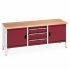 41002055.24 - Etabli CUBIO monobloc plateau multiplis 40 mm - 2000 x 750 mm - 2 portes + 3 tiroirs - Rouge Pourpre RAL 3004 41002055.24 - Etabli CUBIO monobloc plateau multiplis 40 mm - 2000 x 750 mm - 2 portes + 3 tiroirs - Rouge Pourpre RAL 3004