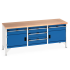 41002064.11 - Etabli CUBIO monobloc plateau multiplis 40 mm - 2000 x 750 mm - 2 portes + 5 tiroirs - Bleu Gentiane RAL 5010 41002064.11 - Etabli CUBIO monobloc plateau multiplis 40 mm - 2000 x 750 mm - 2 portes + 5 tiroirs - Bleu Gentiane RAL 5010