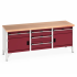 41002064.24 - Etabli CUBIO monobloc plateau multiplis 40 mm - 2000 x 750 mm - 2 portes + 5 tiroirs - Rouge Pourpre RAL 3004 41002064.24 - Etabli CUBIO monobloc plateau multiplis 40 mm - 2000 x 750 mm - 2 portes + 5 tiroirs - Rouge Pourpre RAL 3004