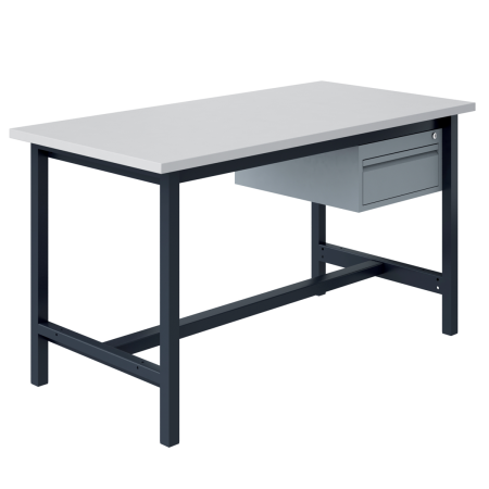 Etabli PTH plateau mélaminé 38 mm et ossature Gris Anthracite RAL 7016 avec bloc 1 tiroir Gris Clair RAL 7035 (disponible en accessoire) Etabli PTH plateau mélaminé 38 mm et ossature Gris Anthracite RAL 7016 avec bloc 1 tiroir Gris Clair RAL 7035 (disponible en accessoire)