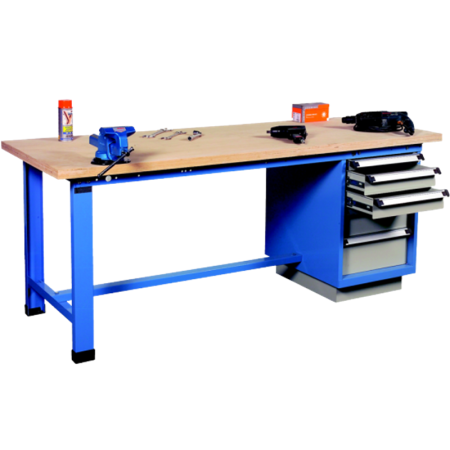 établi d'atelier plateau bois longueur 1500 mm ou 2000 mm - Charge 1500 kg - EUHU15X0N-EUSU15X0N-EUHU20X0N-EUSU20X0N+tiroirs établi d'atelier plateau bois longueur 1500 mm ou 2000 mm - Charge 1500 kg - EUHU15X0N-EUSU15X0N-EUHU20X0N-EUSU20X0N+tiroirs