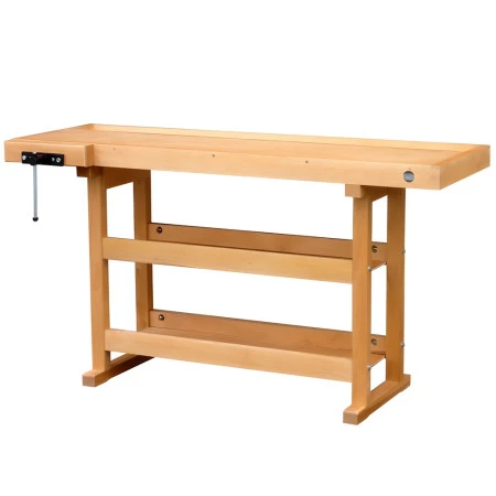 Etabli bois 1500 mm équipé de 2 étagères Etabli bois 1500 mm équipé de 2 étagères