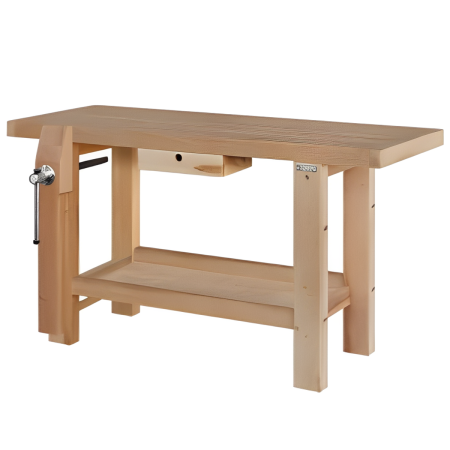 Etabli professionnel 1,5 x 0.50 m avec presse de serrage avant, tiroir et rayon intermédiaire Etabli professionnel 1,5 x 0.50 m avec presse de serrage avant, tiroir et rayon intermédiaire