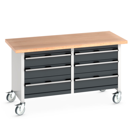 41002106 - Etabli CUBIO monobloc mob KW-1578-1.5 mpx - avec 6 tiroirs - LxPxH: 1500x750x840mm - Gris Anthracite RAL 7016 41002106 - Etabli CUBIO monobloc mob KW-1578-1.5 mpx - avec 6 tiroirs - LxPxH: 1500x750x840mm - Gris Anthracite RAL 7016