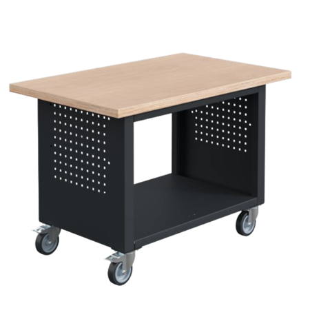 Etabli mobile SIT - A plancher - Plateau bois multiplis 40 mm - Lxpxh 1200x750x840 mm - Ossature Noir Foncé RAL 9005 Etabli mobile SIT - A plancher - Plateau bois multiplis 40 mm - Lxpxh 1200x750x840 mm - Ossature Noir Foncé RAL 9005