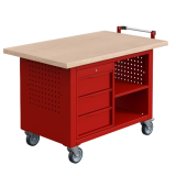 Etabli mobile SIT - Bloc 3 tiroirs H150 et 1 étagère - Plateau bois multiplis 40 mm - Lxpxh 1200x750x840 mm - avec poignée de manœuvre SIT (en accessoire) - Caisson, Ossature, Façade Rouge Feu RAL 3000 Etabli mobile SIT - Bloc 3 tiroirs H150 et 1 étagère - Plateau bois multiplis 40 mm - Lxpxh 1200x750x840 mm - avec poignée de manœuvre SIT (en accessoire) - Caisson, Ossature, Façade Rouge Feu RAL 3000