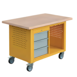 Etabli mobile SIT - Bloc 3 tiroirs H150 - Plateau bois multiplis 40 mm - Lxpxh 1200x750x840 mm - Caisson, Ossature Jaune Zinc RAL 1018, Façade Gris Clair RAL 7035 Etabli mobile SIT - Bloc 3 tiroirs H150 - Plateau bois multiplis 40 mm - Lxpxh 1200x750x840 mm - Caisson, Ossature Jaune Zinc RAL 1018, Façade Gris Clair RAL 7035