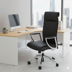 Fauteuil de bureau de direction en cuir noir