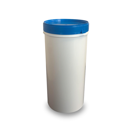 Fût cylindrique en plastique de 50 litres avec poignées et bouchon à vis  130 mm