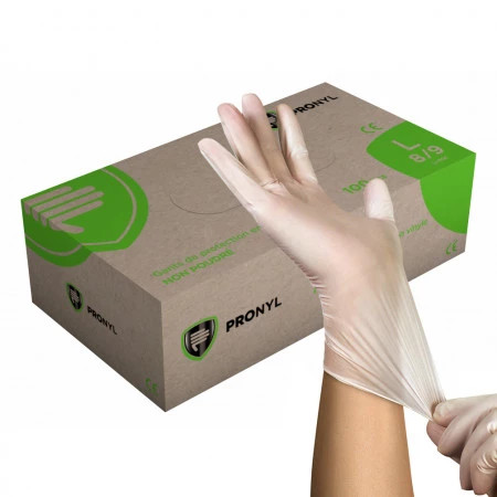 Boîte de 100 gants jetables en vinyle non poudré Boîte de 100 gants jetables en vinyle non poudré