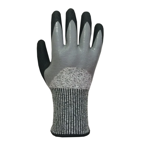 Gants anti-coupure enduction nitrile noir sur support HPPE gris