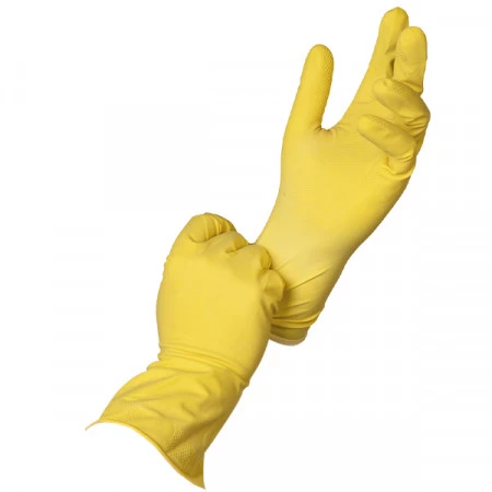 Gants de ménage jaunes en latex (sachet de 12)