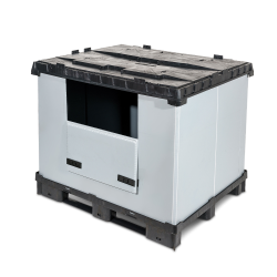 Caisse palette plastique pliable souple avec trappe 1200 x 1000
