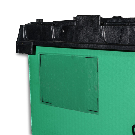 Support porte-étiquette pour caisse palette pliable souple Support porte-étiquette pour caisse palette pliable souple