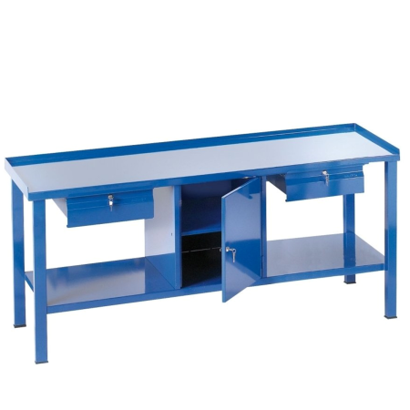 Etabli d'atelier grand plateau acier