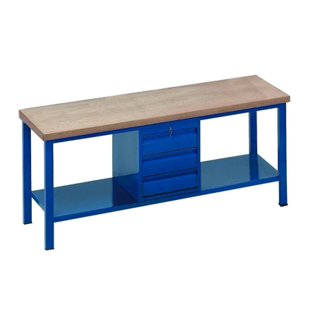 ARMECO - CORTI STONE - 218C - Grand établi d'atelier plateau bois hêtre - (Lxp) 2000 x 750 mm - Simple caisson central 3 tiroirs ARMECO - CORTI STONE - 218C - Grand établi d'atelier plateau bois hêtre - (Lxp) 2000 x 750 mm - Simple caisson central 3 tiroirs