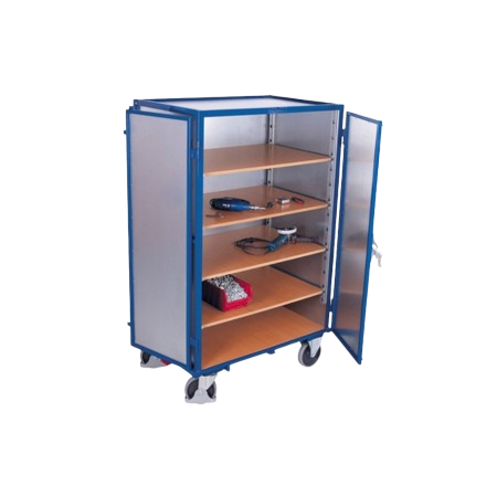 chariot à étagères et portes