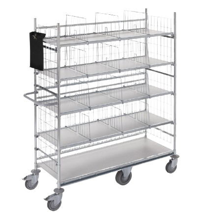 chariot de préparation de commandes à compartiments