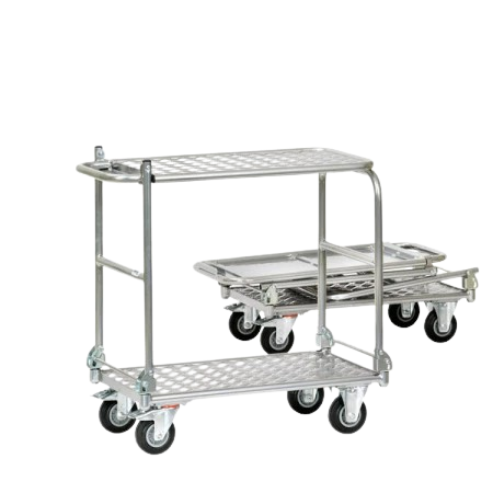 chariot aluminium pliant à deux plateaux