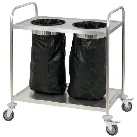 chariot inox porte poubelle