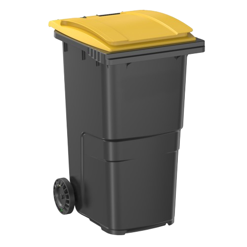 conteneur poubelle jaune pour la collecte des déchets papiers, cartons et plastiques