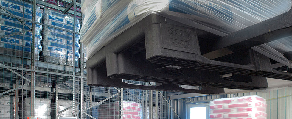 Palettes plastiques en utilisation